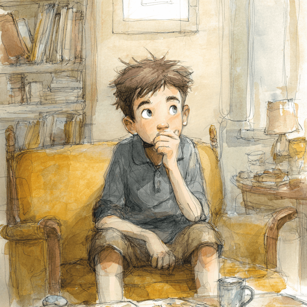 A kid thinking something through